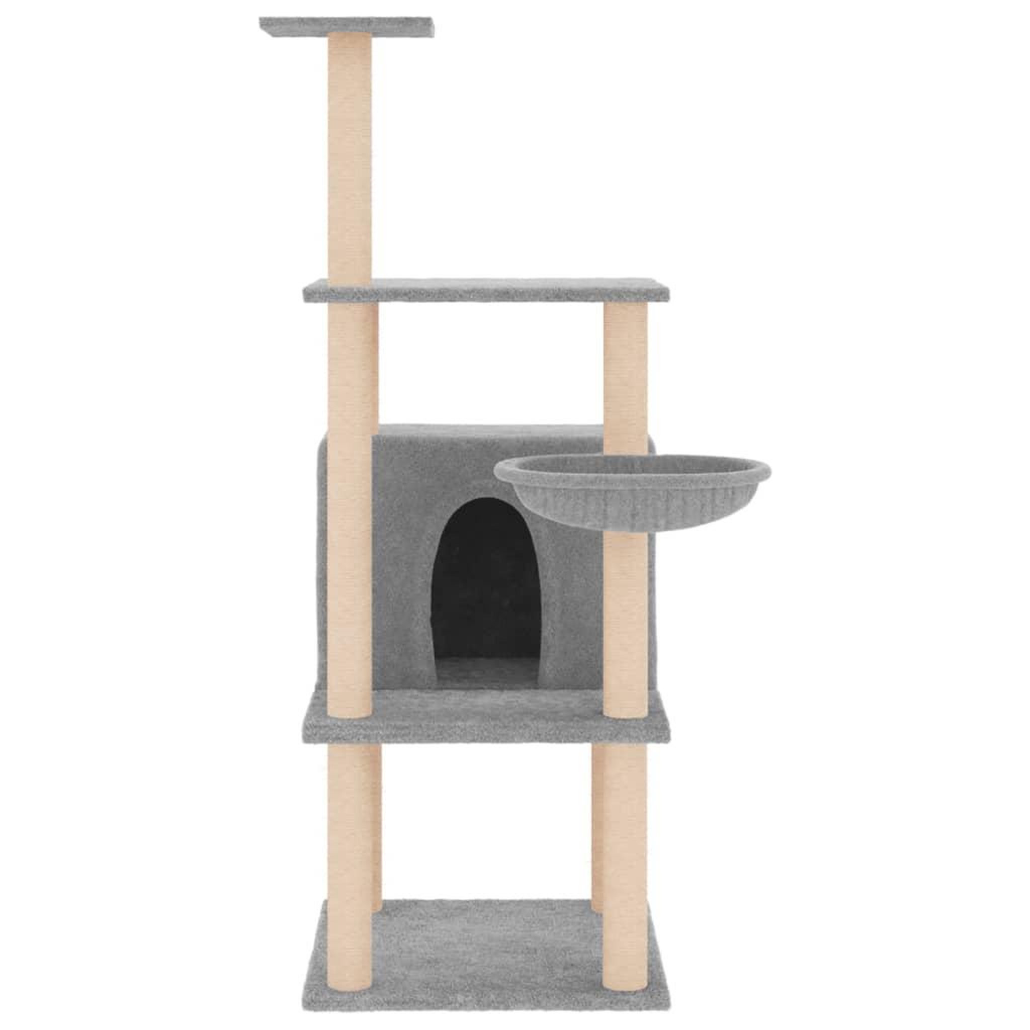 Voir la diapositive 3 : VIDAXL Arbre a chat avec griffoirs en sisal gris clair 132 cm