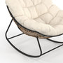 Voir la diapositive 6 : ID MARKET Fauteuil de jardin à bascule LOA effet rotin avec coussin écru