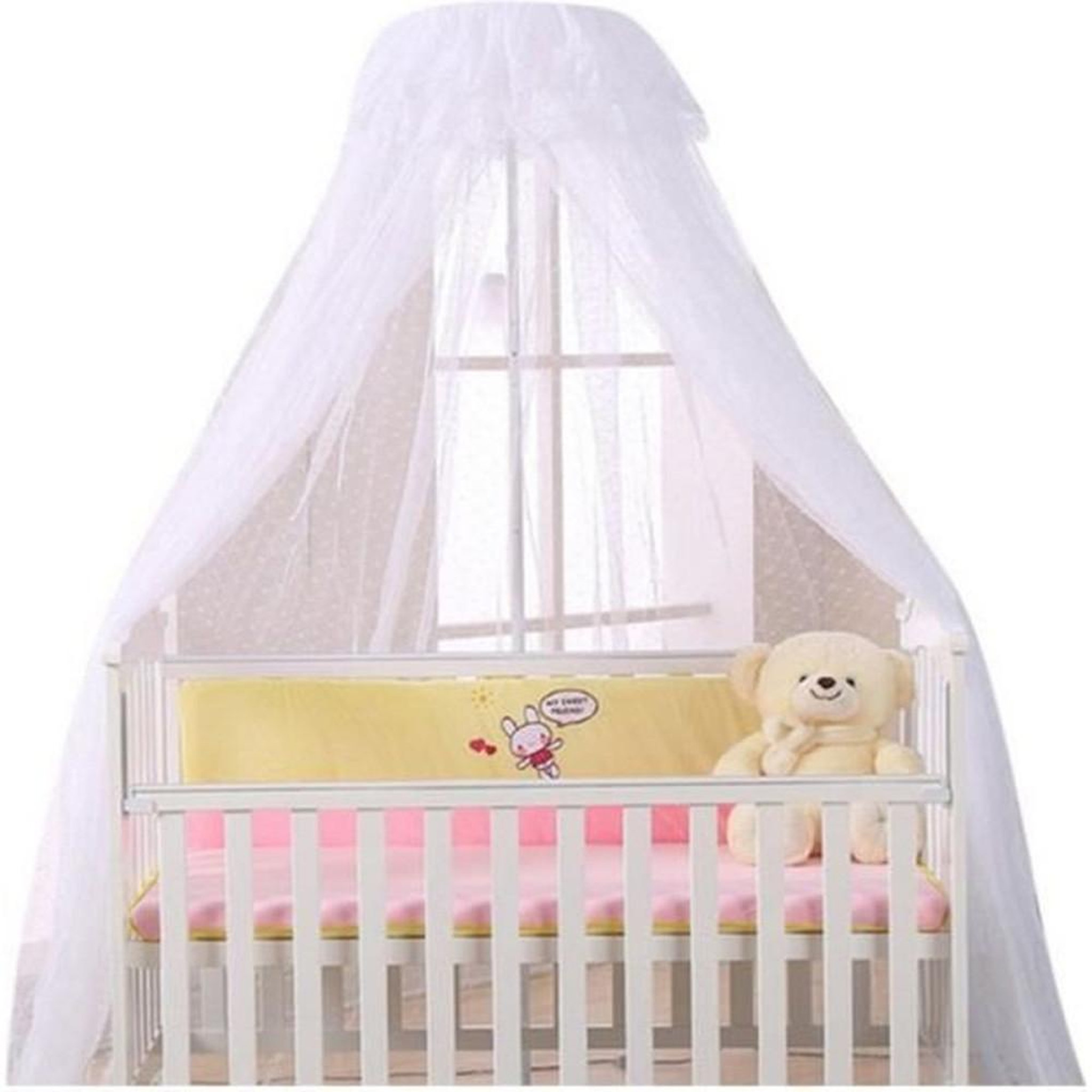 Canopy pour lit bébé avec support moustiquaire réglable, grand blanc