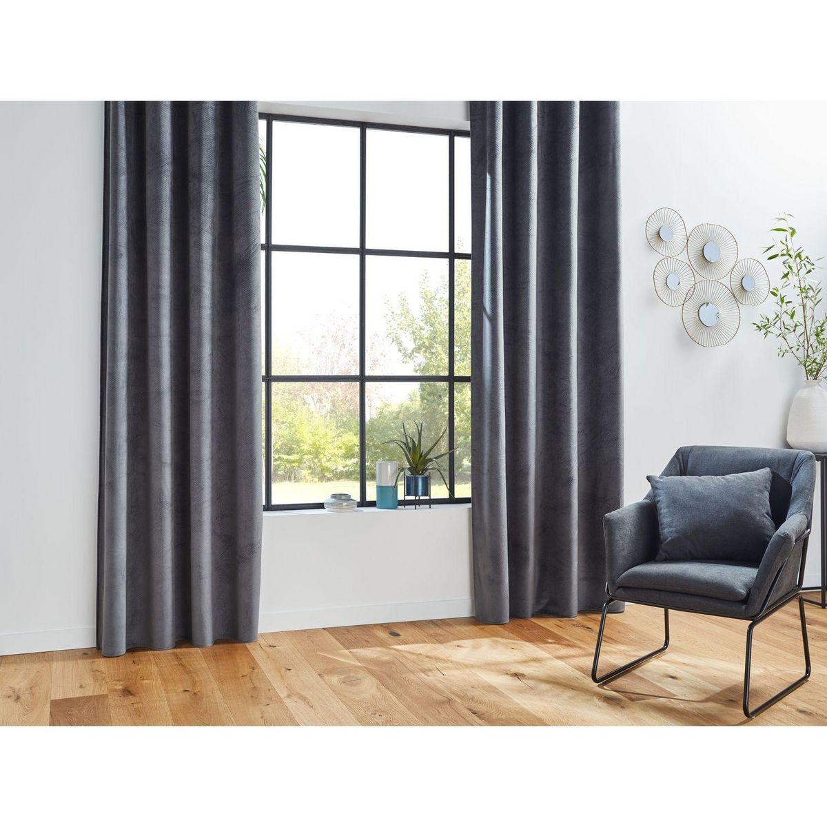 ATMOSPHERA Rideau de salon occultant 8 œillets modèle Otto - 140 x 260 cm - Gris foncé