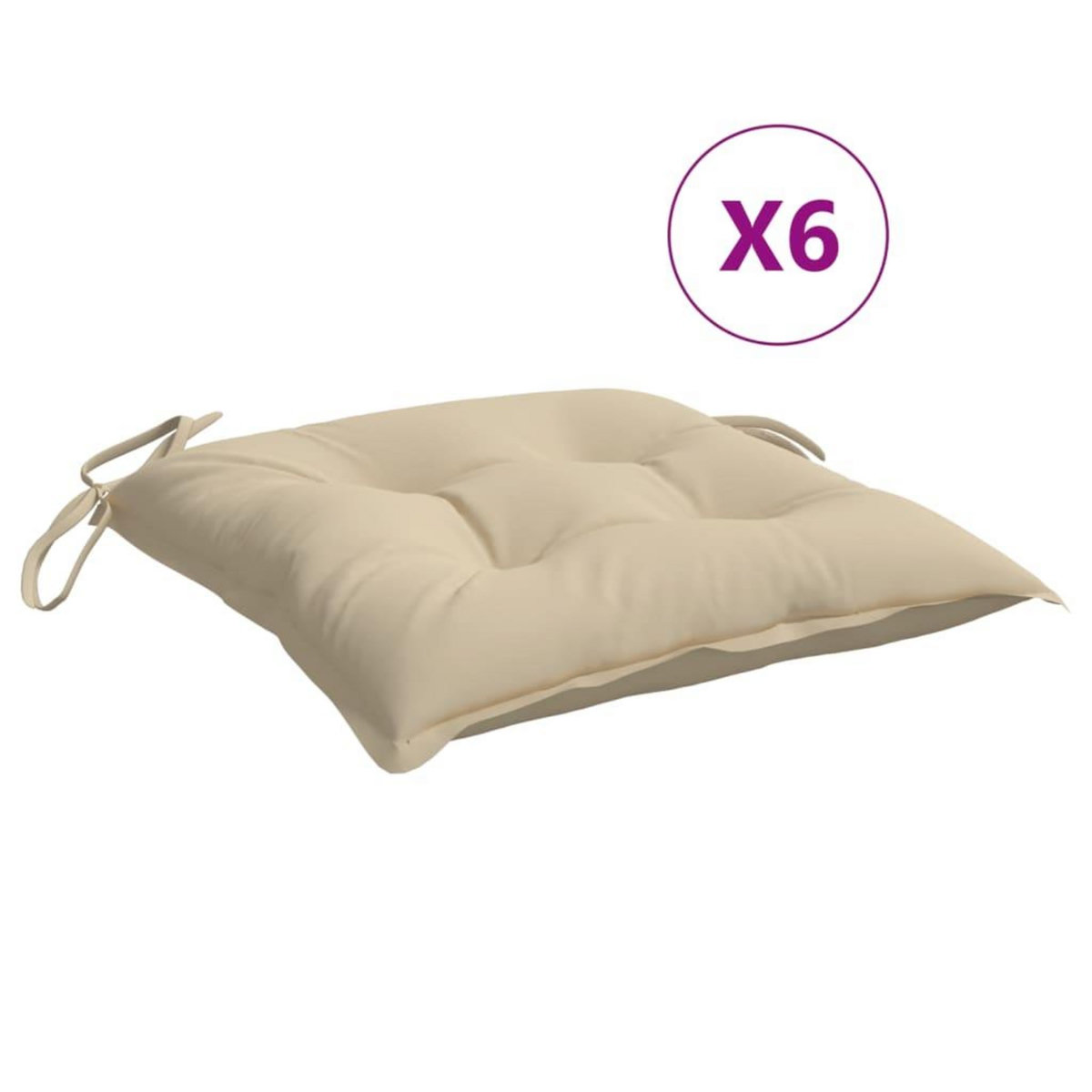 VIDAXL Coussins de chaise lot de 6 beige 40x40x7 cm tissu oxford