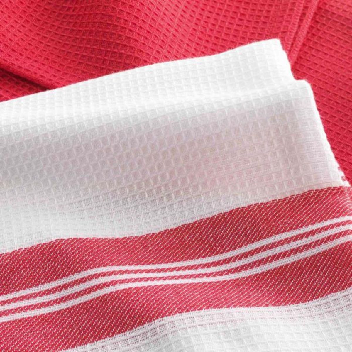 Paris Prix Lot de 2 Torchons Nid d'Abeille  Au Bistrot  50x70cm Rouge