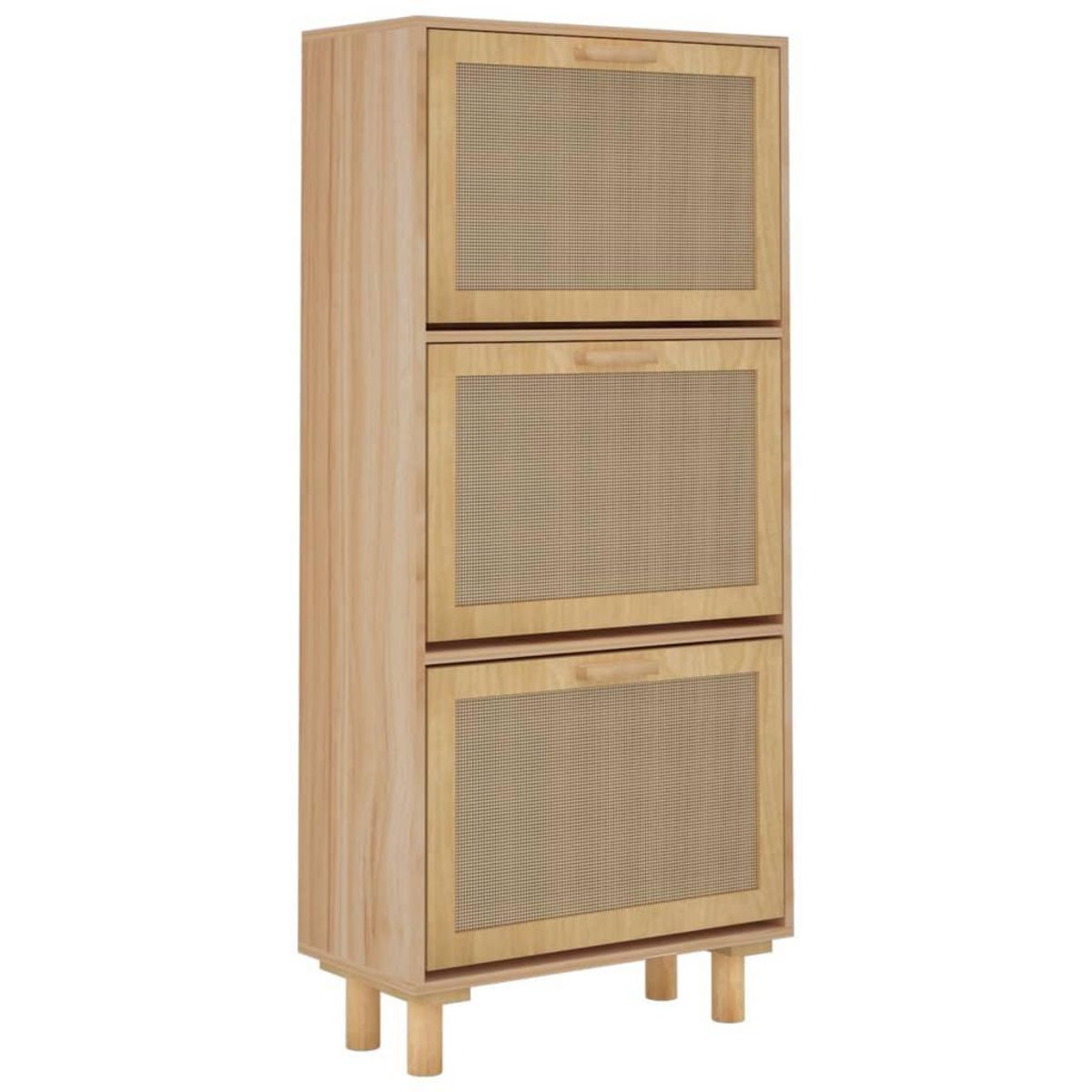 VIDAXL Armoire a chaussures Marron 52x25x115cm Bois d'ingenierie/rotin