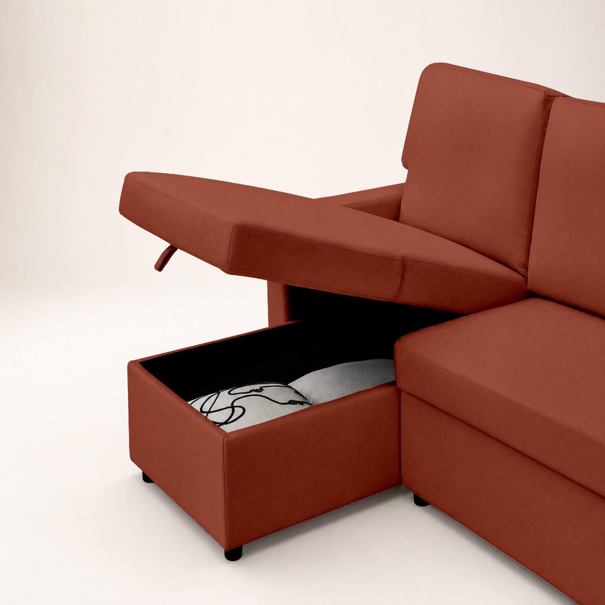 Voir la diapositive 5 : BEST MOBILIER Meiya - canapé d'angle réversible 4 places convertible avec coffre en tissu