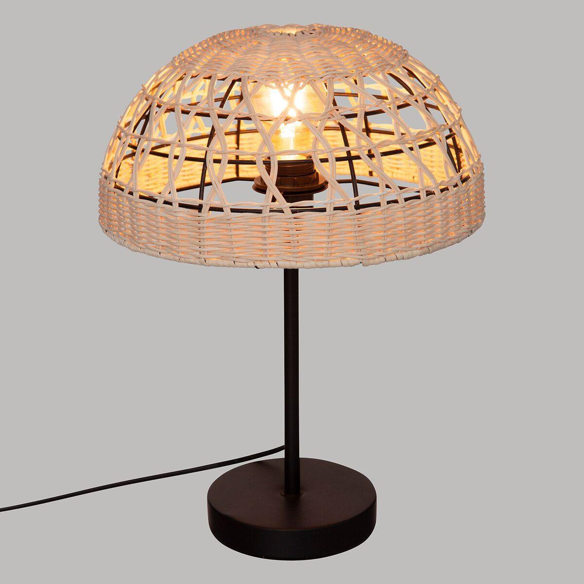 Voir la diapositive 4 : ATMOSPHERA Lampe à poser en rotin  rory  41cm beige