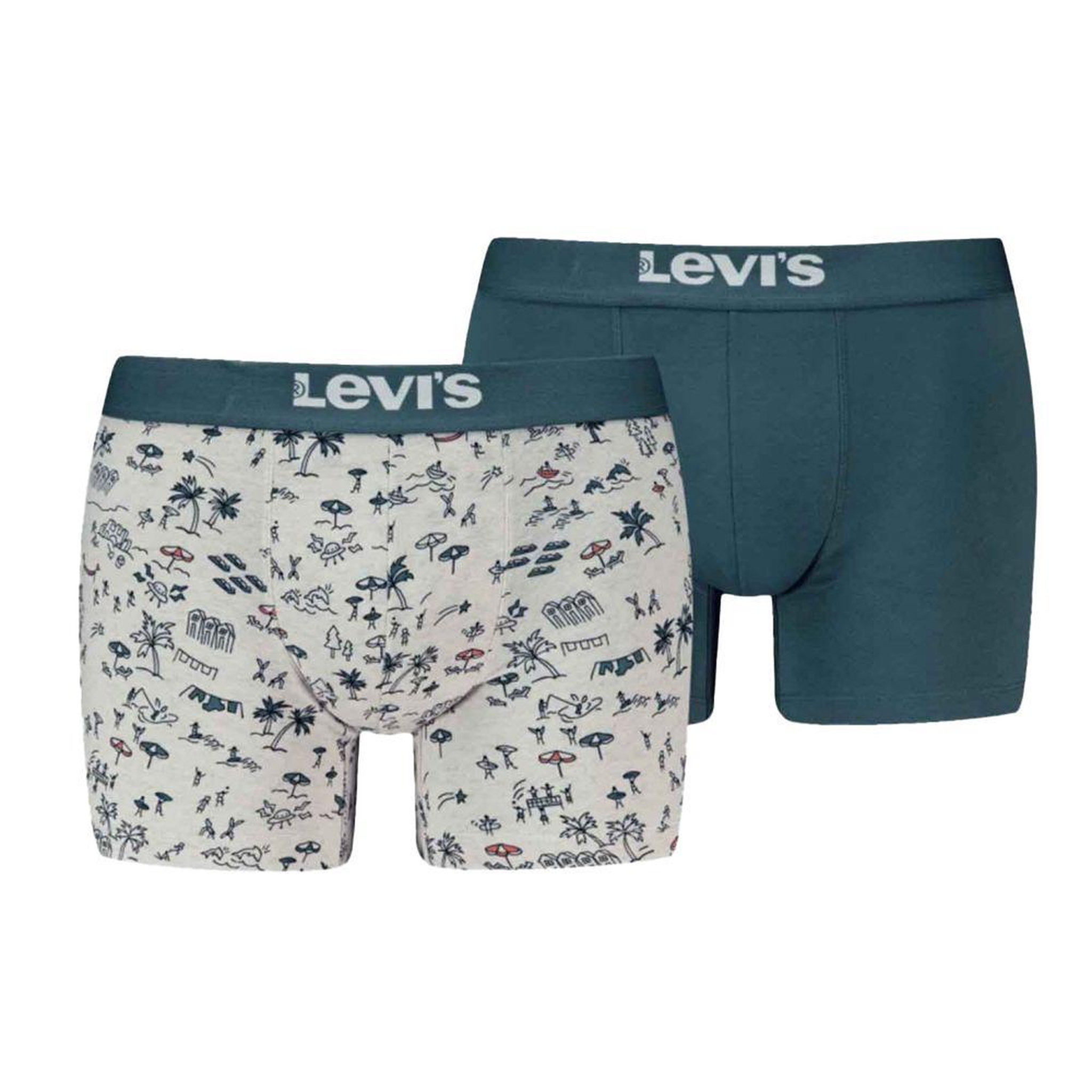 Levi's 2x Boxers Gris/Bleu Homme Levi's Beach. Coloris disponibles : Gris