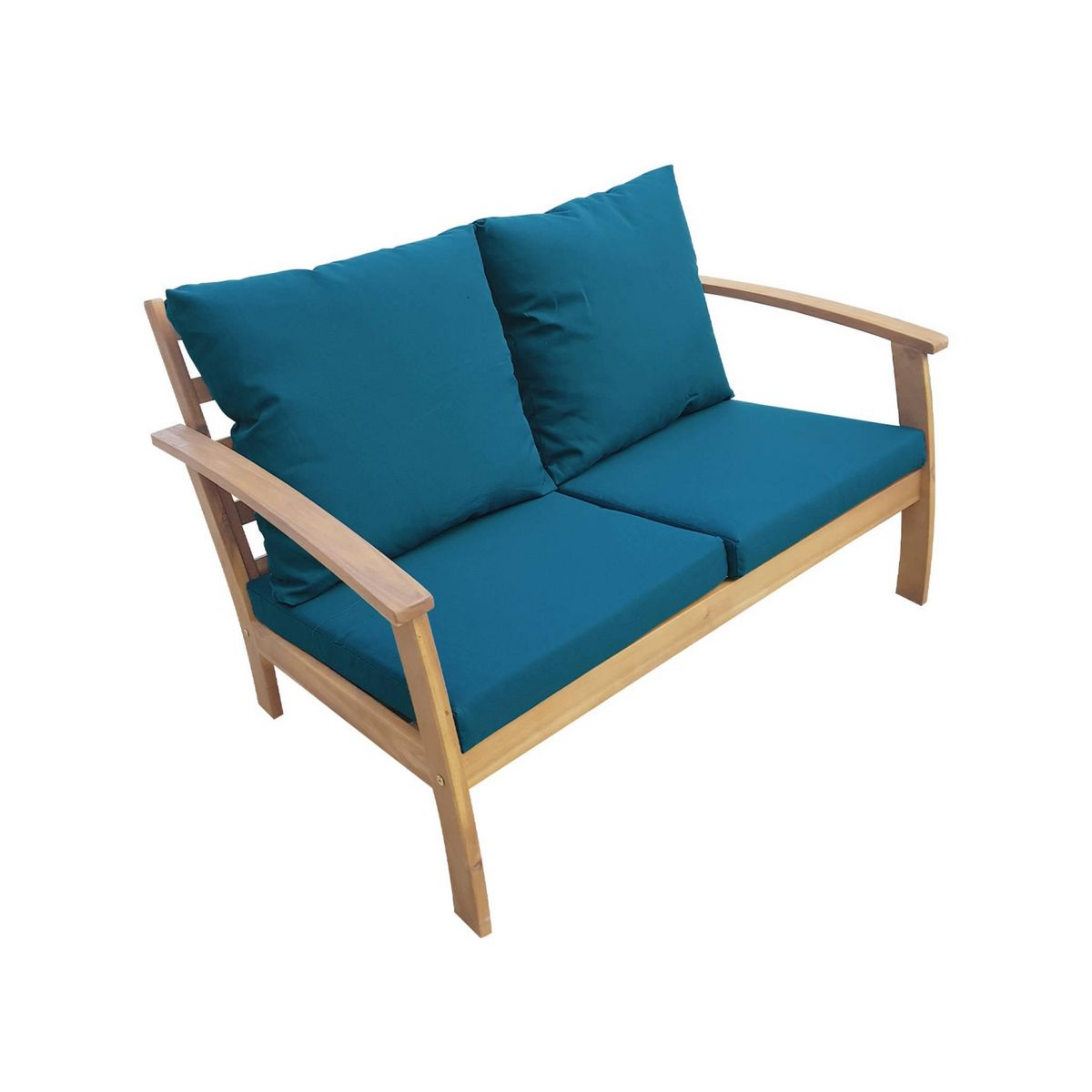 SWEEEK Salon de jardin en bois 4 places - Ushuaïa - Canapé, fauteuils et table basse en acacia, design