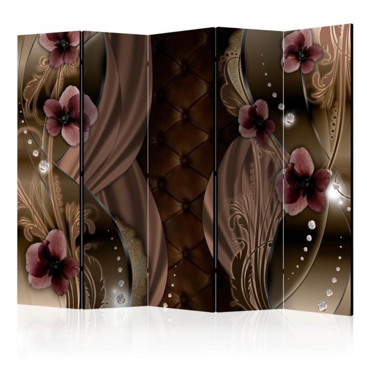 Paris Prix Paravent 5 Volets  Burgundy Pansies  172x225cm