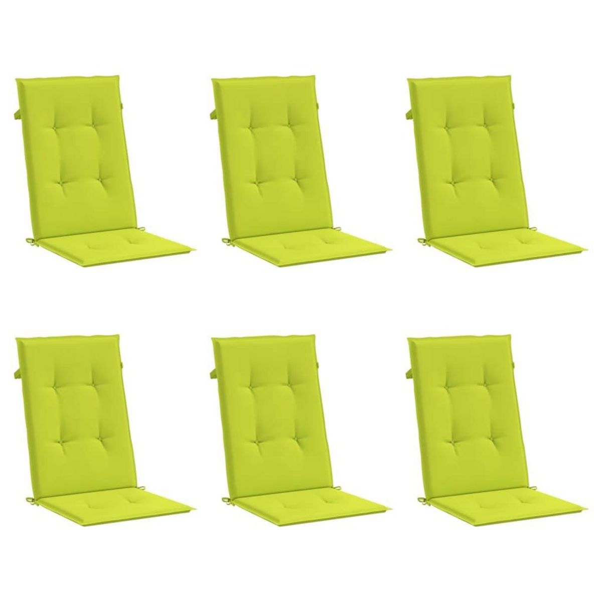 VIDAXL Coussins de chaise de jardin a dossier haut lot de 6 vert vif