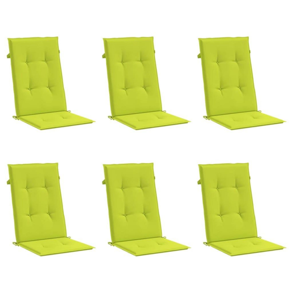 VIDAXL Coussins de chaise de jardin a dossier haut lot de 6 vert vif