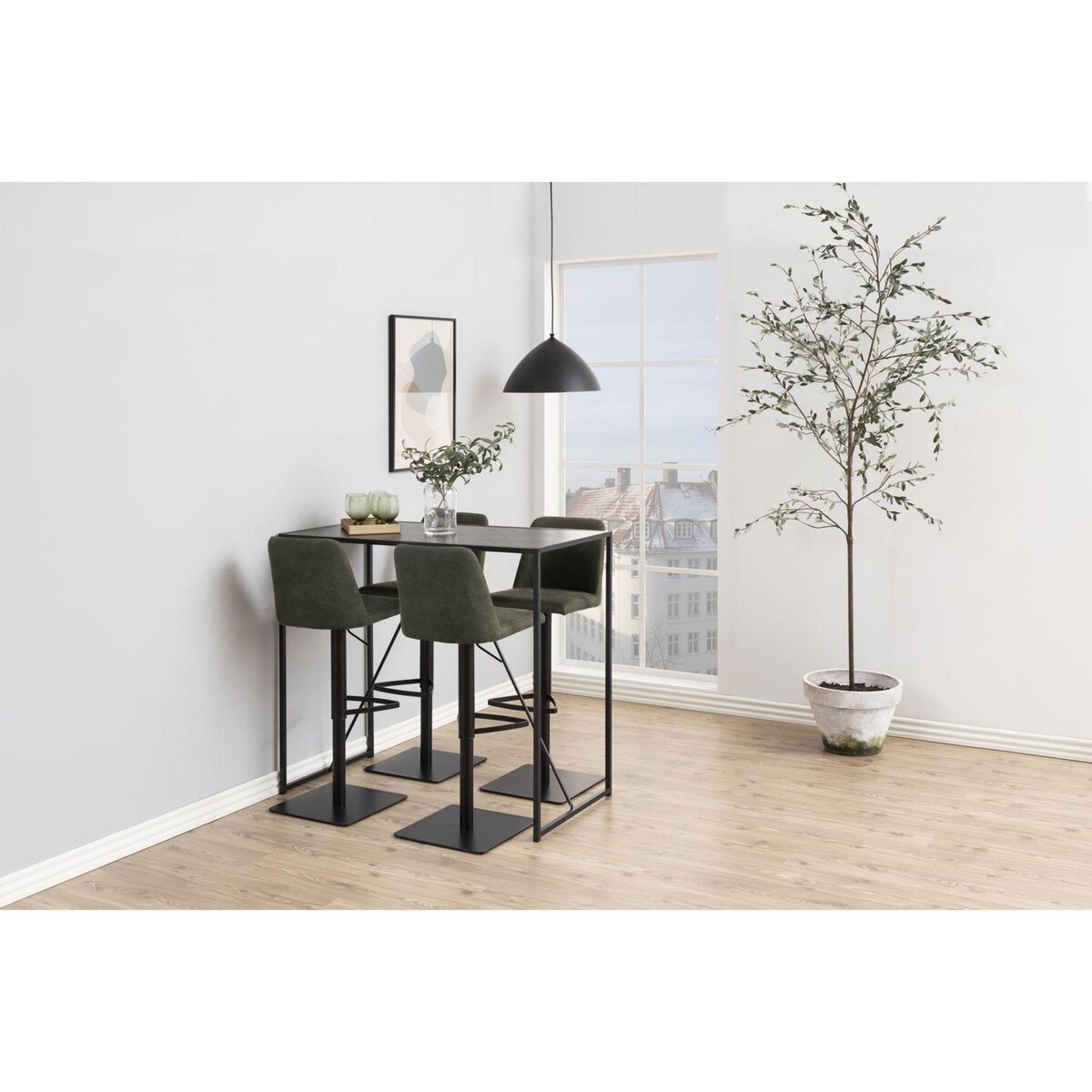 TOILINUX Table de bar haute Sireine en MDF et métal