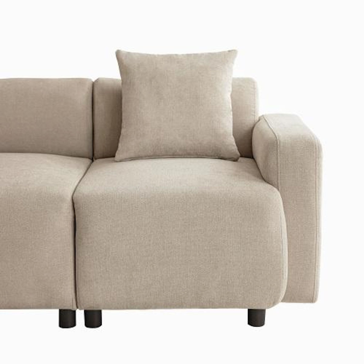 MERAX Canapé droit fixe 3 places tissu beige