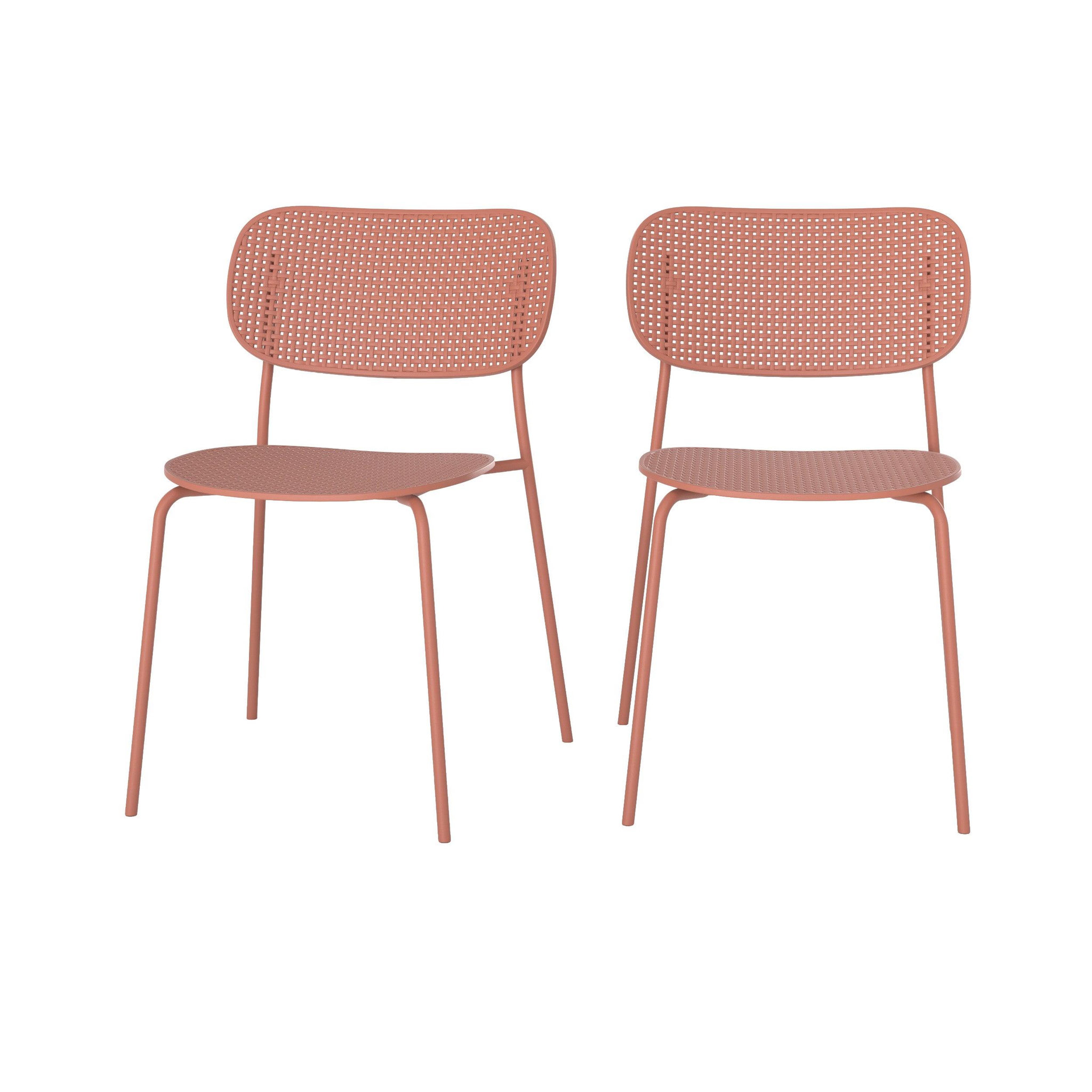 MAISON PAVANE Lot de 2 chaises de jardin empilables en plastique vieux rose-géa