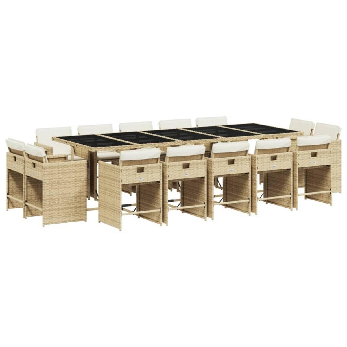 VIDAXL Ensemble a manger de jardin et coussins 15 pcs beige