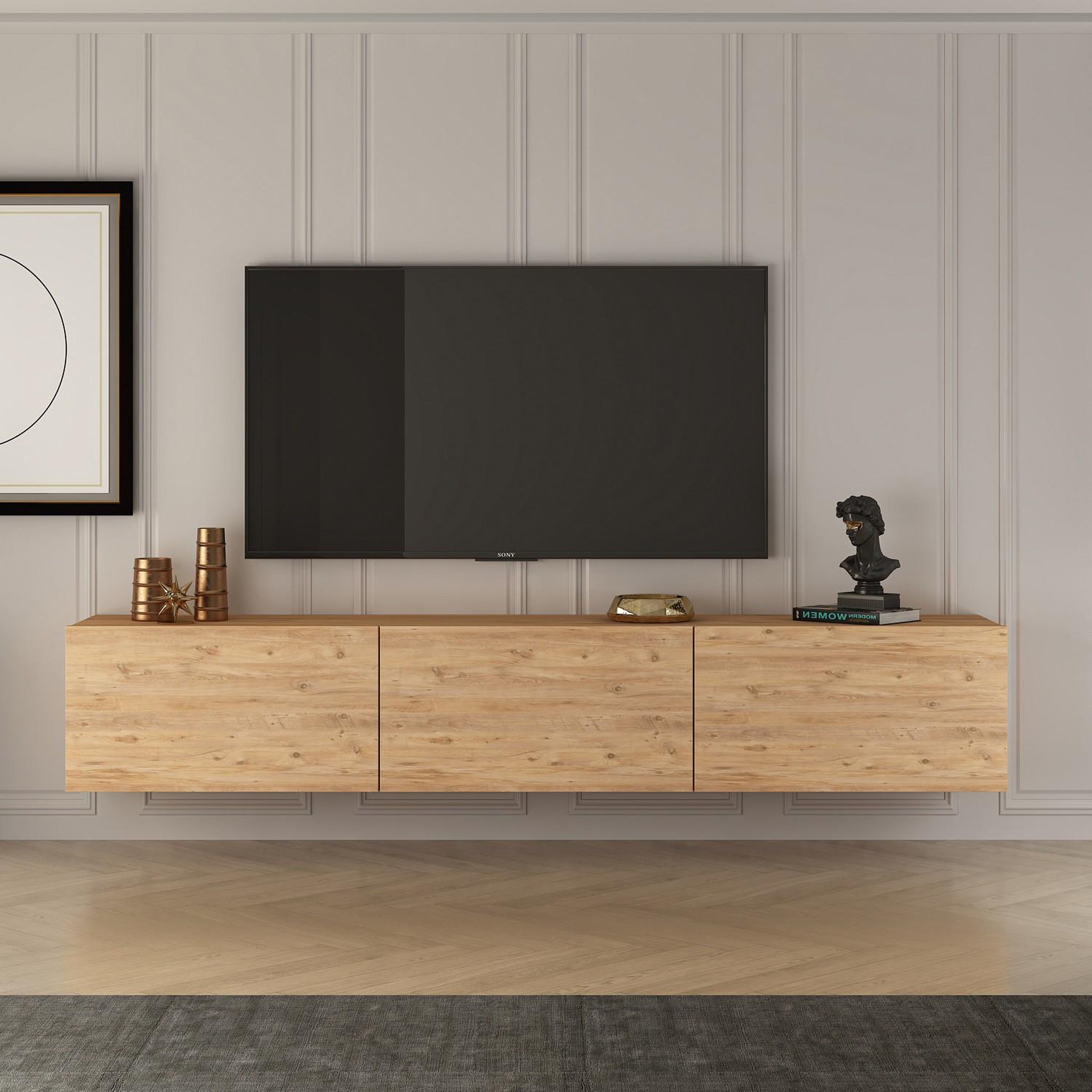 Voir la diapositive 2 : Habitat et Jardin Meuble tv en bois  west  150 x 32 x 30 cm - pin atlantique