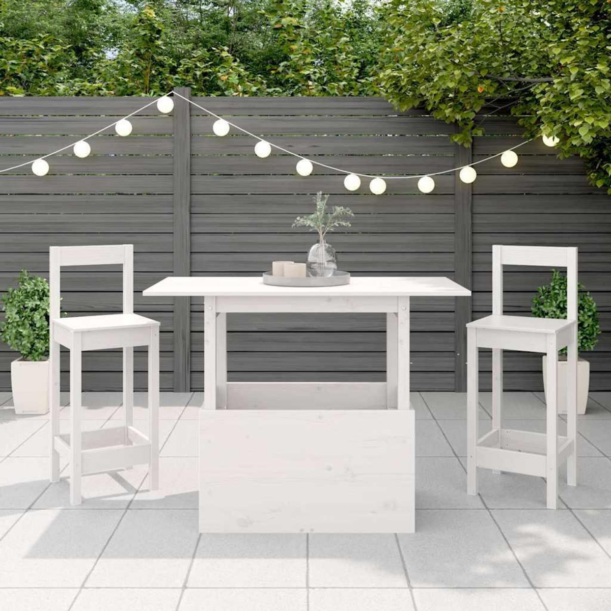 VIDAXL Table de jardin blanc 100x50x75 cm bois massif de pin