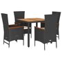 Voir la diapositive 2 : VIDAXL Ensemble a manger de jardin coussins 5pcs Noir Resine tressee