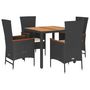 Voir la diapositive 2 : VIDAXL Ensemble a manger de jardin coussins 5pcs Noir Resine tressee