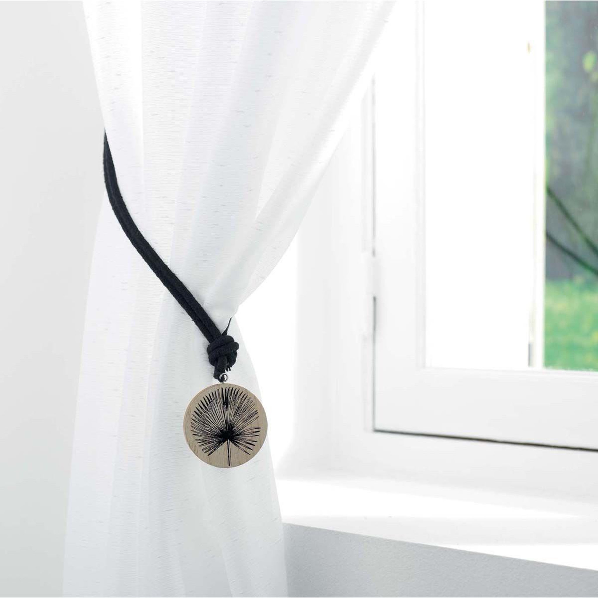 Voir la diapositive 3 : Douceur d'Intérieur Embrasse de rideau en bois  teaky  41cm noir