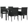 Voir la diapositive 3 : VIDAXL Ensemble a manger de jardin coussins 5pcs Noir Resine tressee