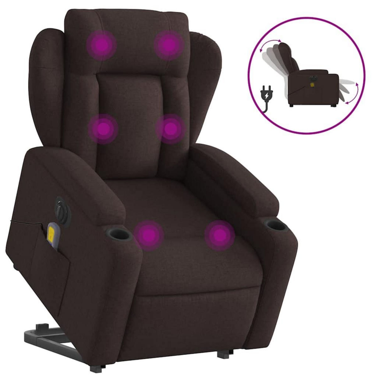VIDAXL Fauteuil inclinable de massage electrique Marron fonce Tissu