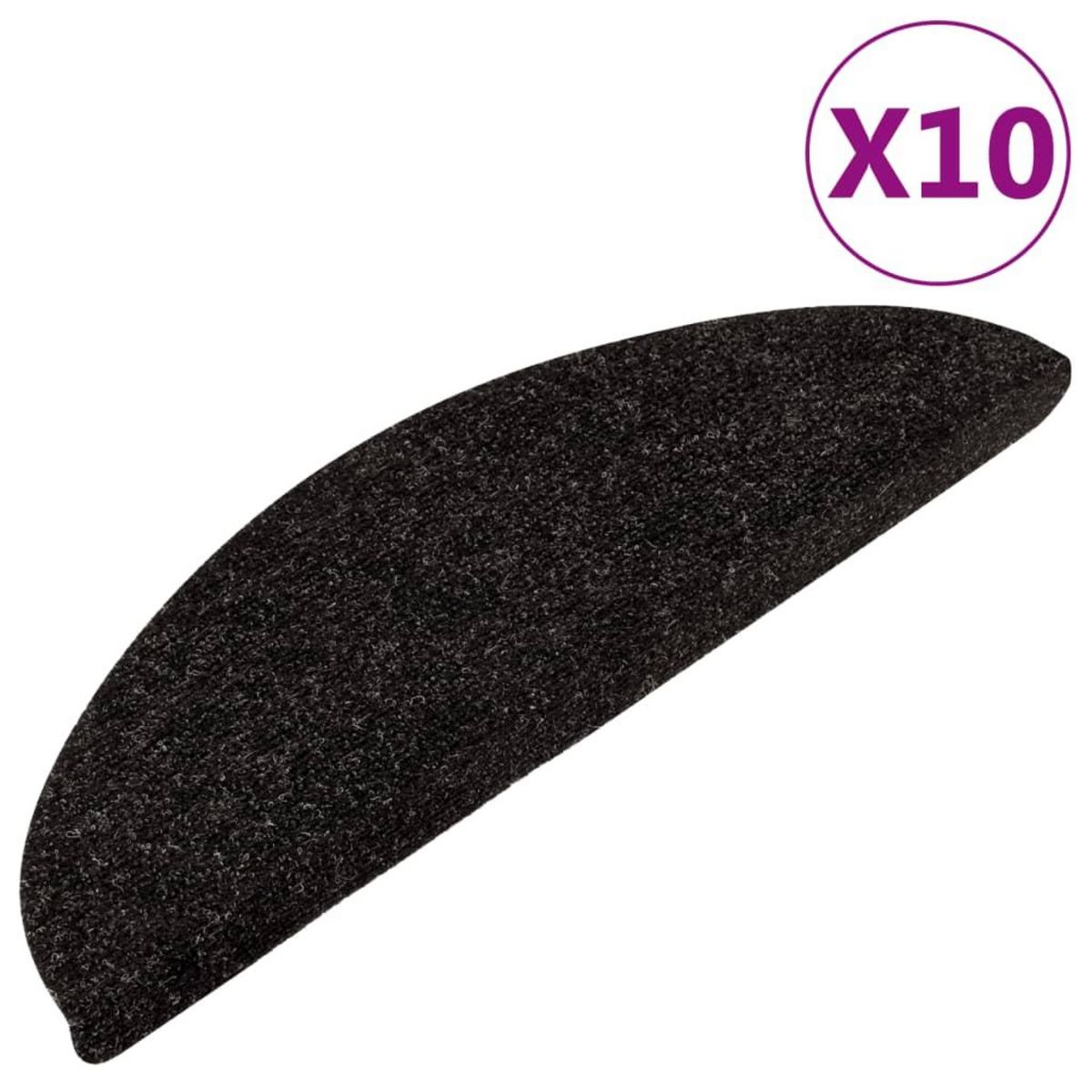 VIDAXL Tapis d'escalier autocollants 15 pcs 56x17x3 cm Anthracite