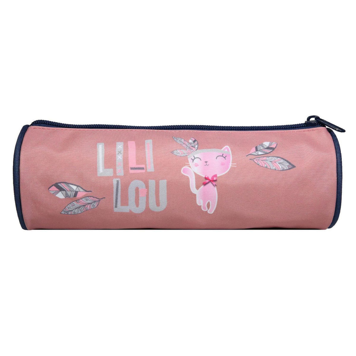 Bagtrotter BAGTROTTER Trousse scolaire ronde Lili Lou Rose Plumes