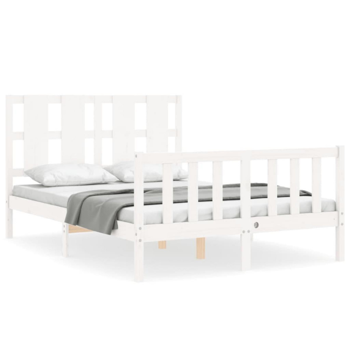 VIDAXL Cadre de lit sans matelas blanc bois de pin massif