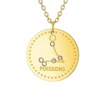 SC CRYSTAL Collier astrologie  Poissons  SC Crystal orné de Cristaux scintillants en Acier Finement doré