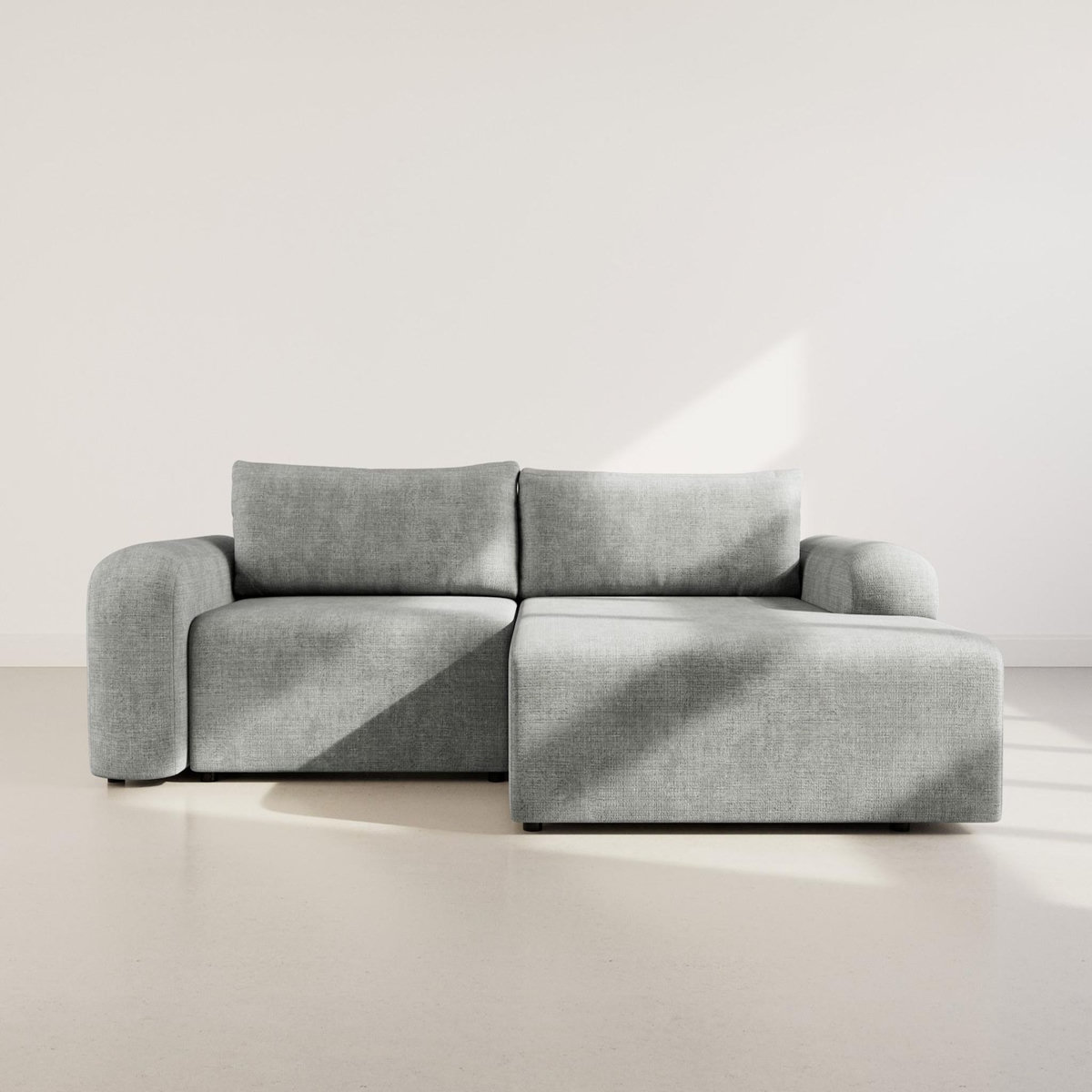 BEST MOBILIER Rebecca - canapé d'angle droit 4 places convertible avec coffre en velours texturé