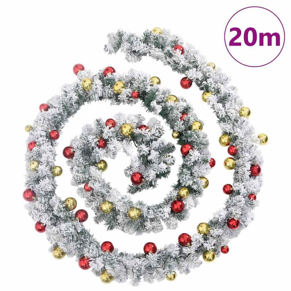 VIDAXL Guirlande de Noël avec boules et lumieres LED vert 20 m PVC