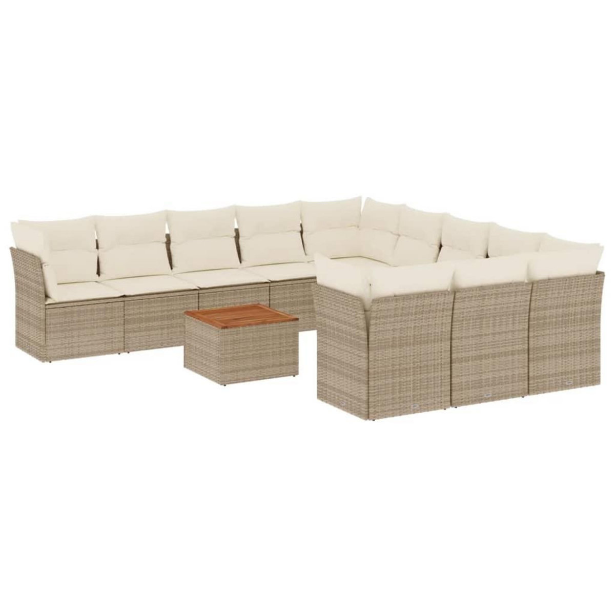 VIDAXL Salon de jardin avec coussins 12 pcs beige resine tressee