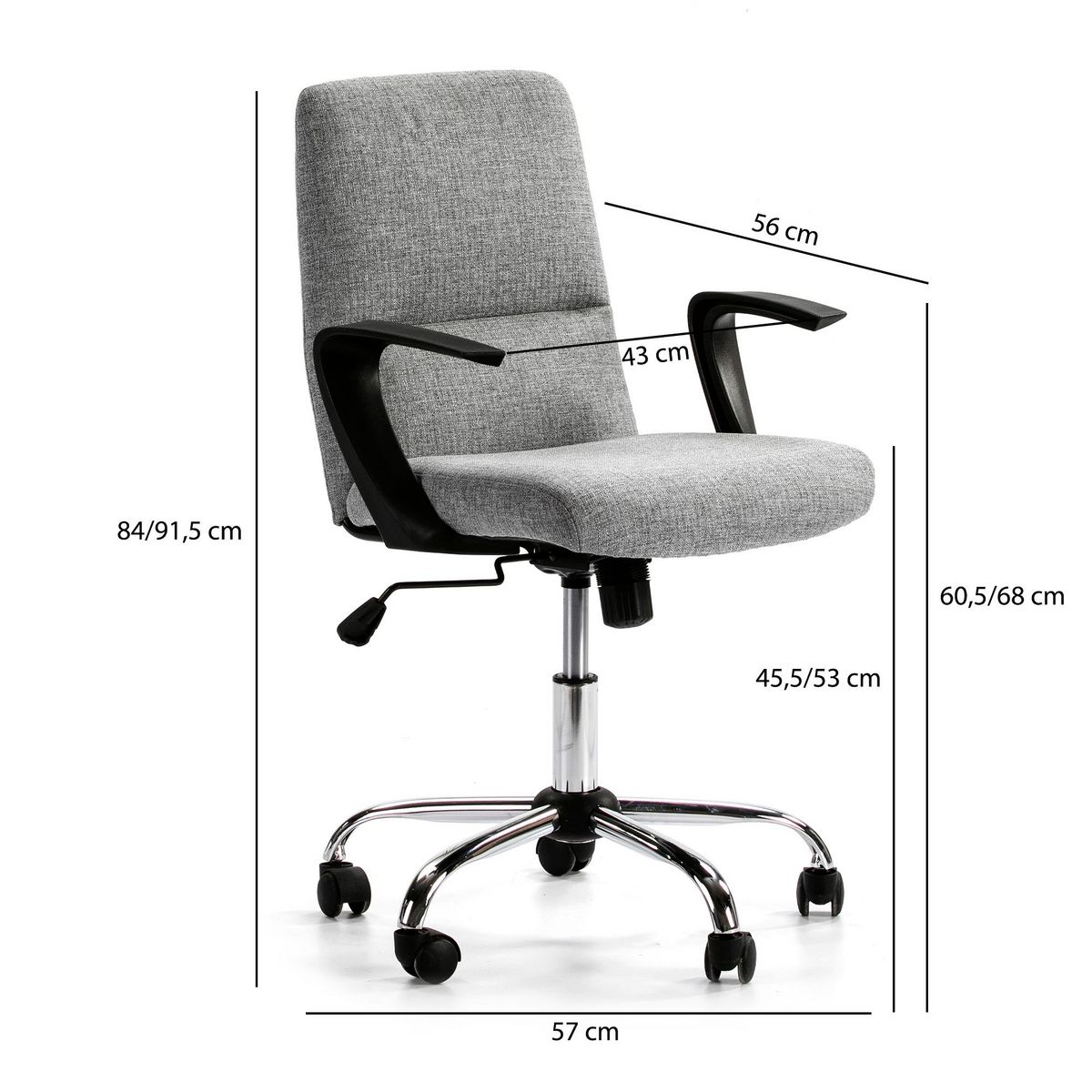 VS VENTA-STOCK Fauteuil de Bureau relevable et reclinable Teo matelassé avec Tissu Gris Clair