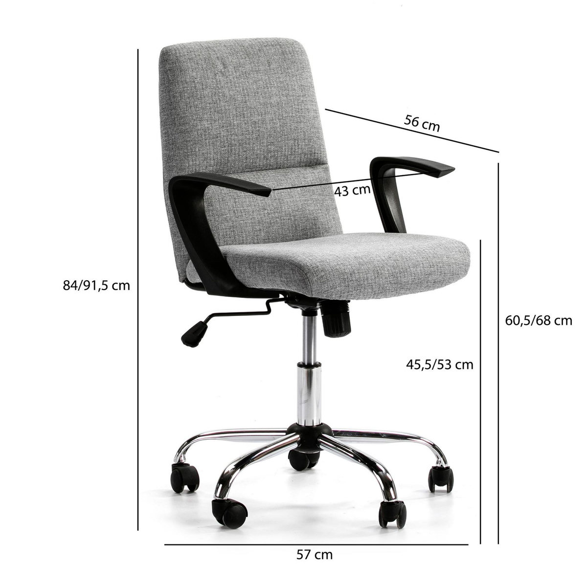 VS VENTA-STOCK Fauteuil de Bureau relevable et reclinable Teo matelassé avec Tissu Gris Clair