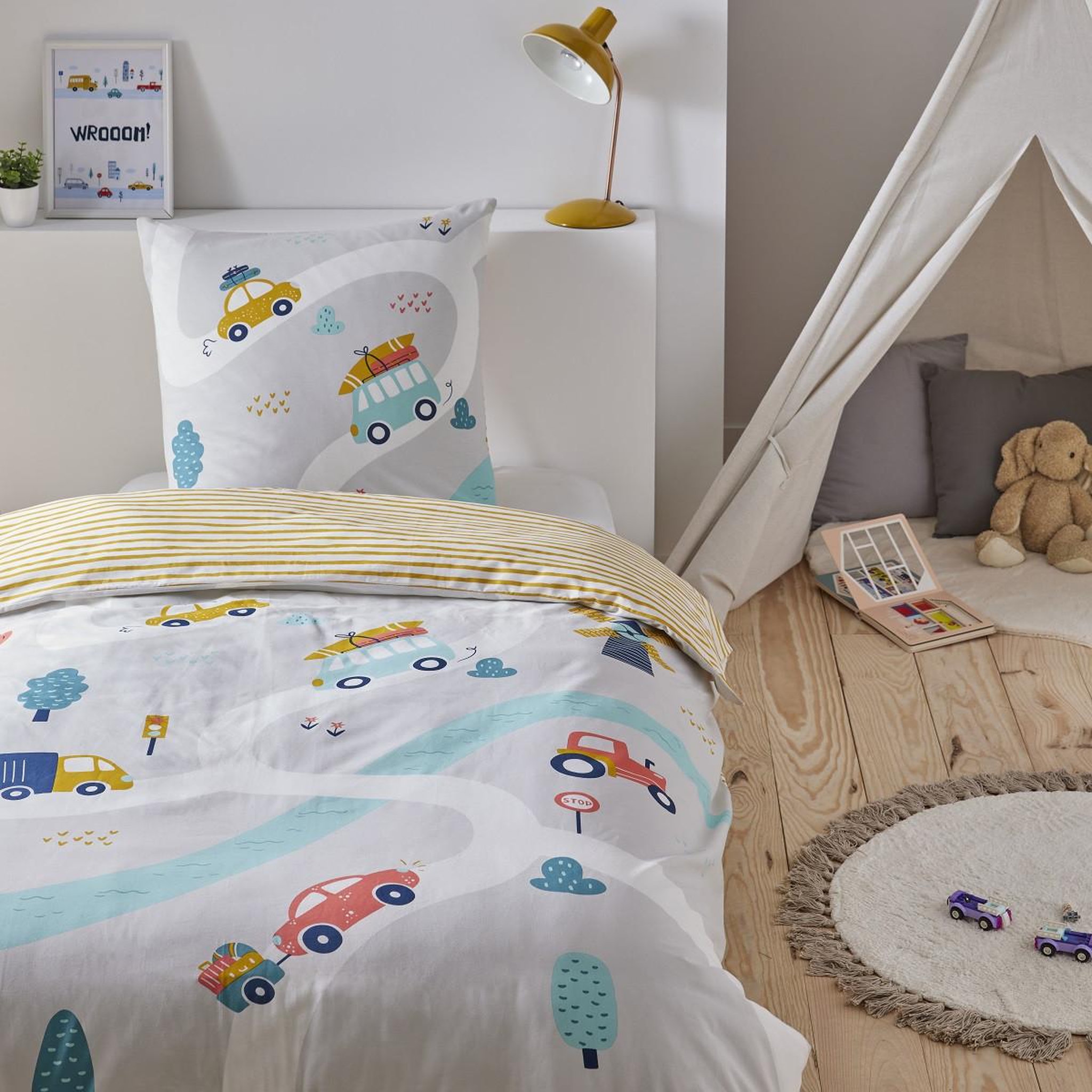 FUTURE HOME Parure de lit enfant circuit voiture 140x200cm