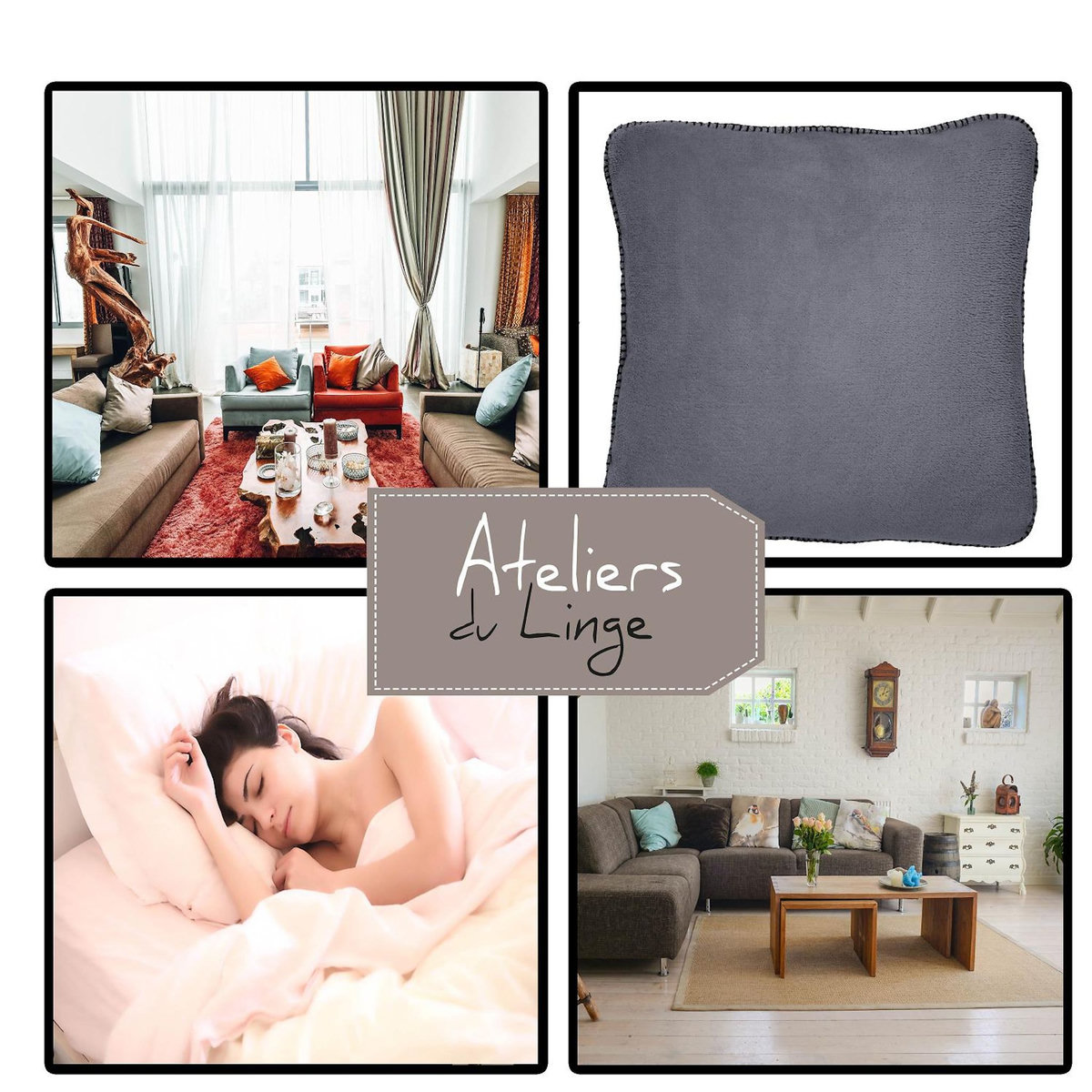 Les Ateliers du Linge Coussin imprime 100% polyester melly