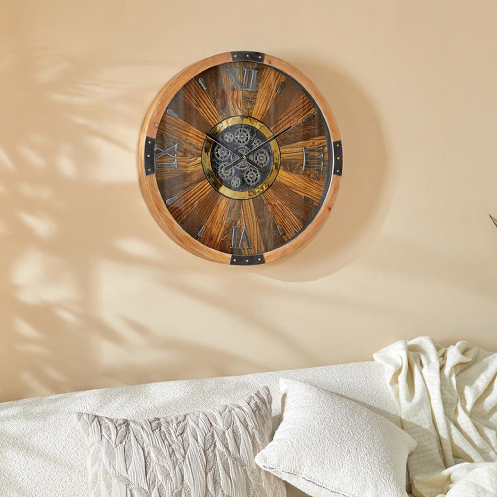 Voir la diapositive 6 : ATMOSPHERA Horloge murale mécanisme  keane  63cm marron