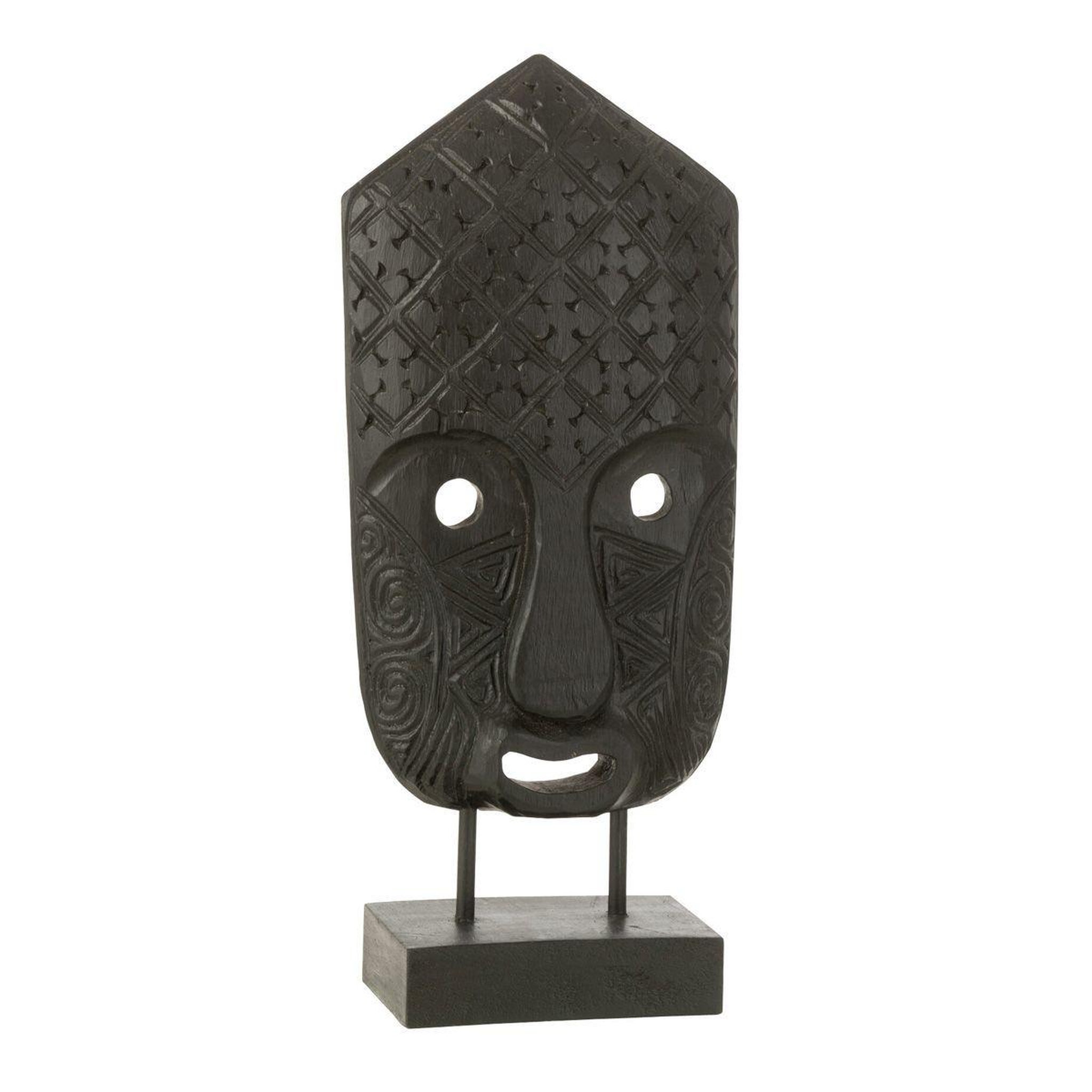 Voir la diapositive 1 : J-LINE Statuette déco  masque primitif  42cm noir
