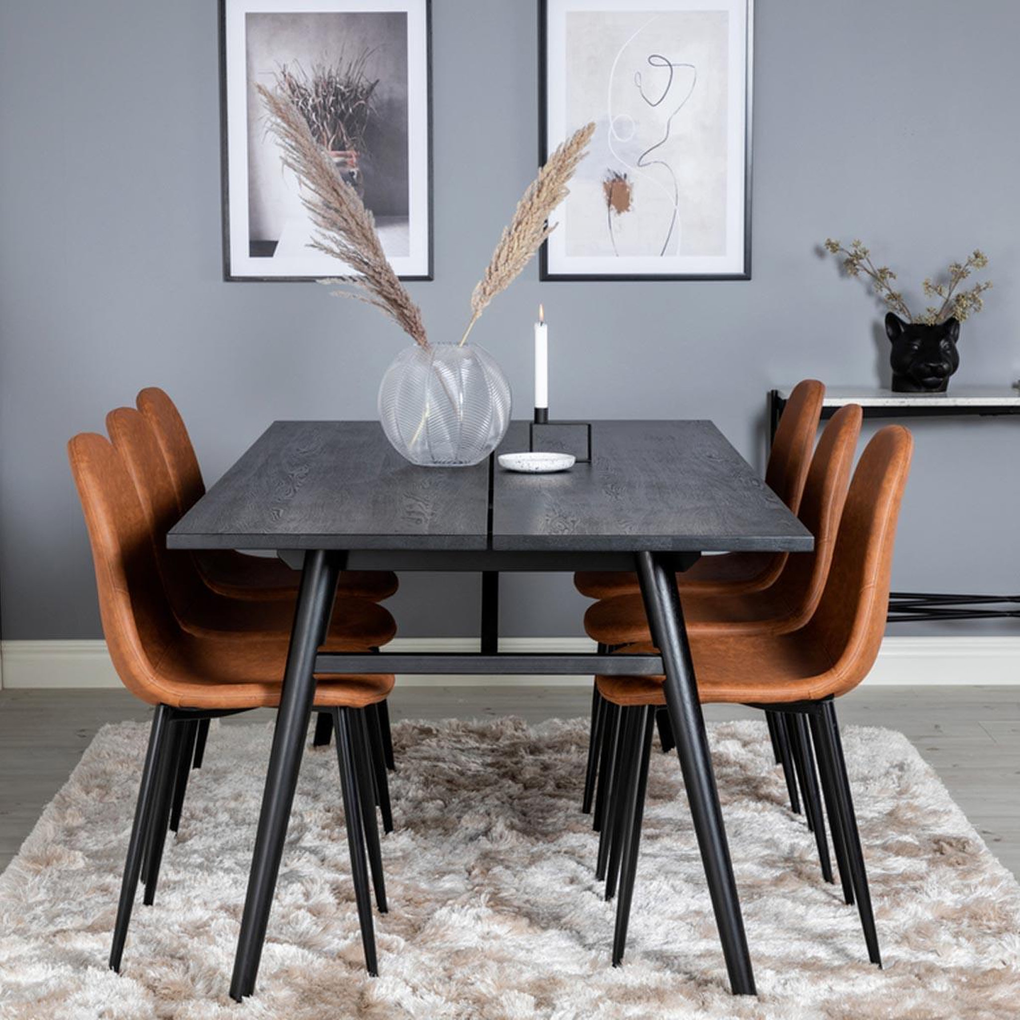 Voir la diapositive 6 : Paris Prix Ensemble table à manger extensible & 6 chaises design  sleek & polar  195-280cm noir & marron