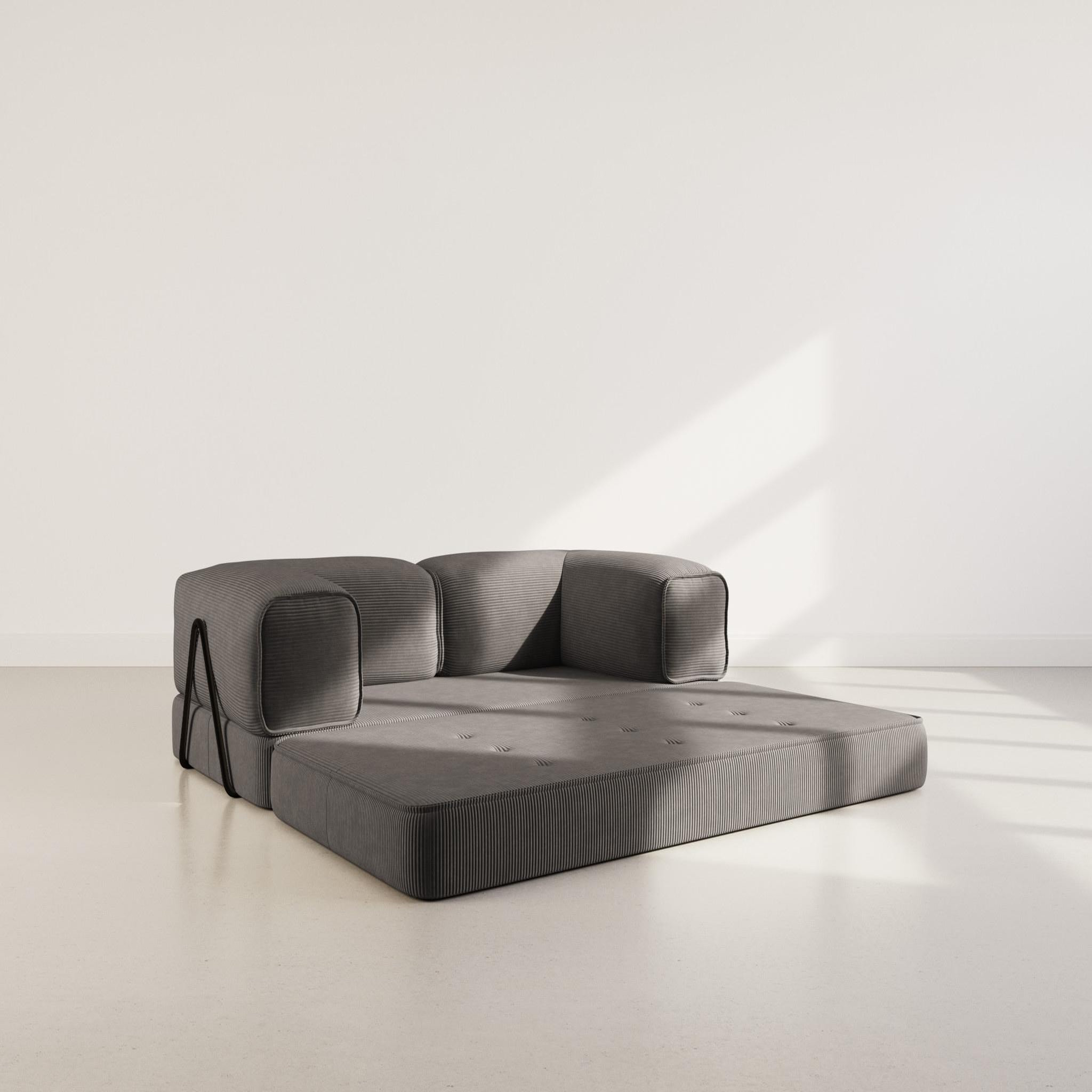 Voir la diapositive 2 : BEST MOBILIER Poppy - canapé 3 places convertible en velours côtelé