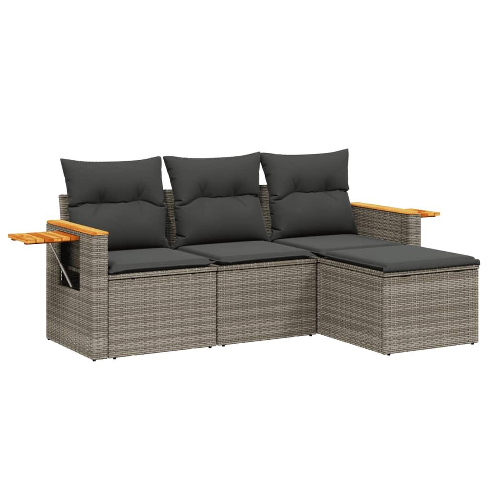Voir la diapositive 2 : VIDAXL Salon de jardin 4 pcs avec coussins gris resine tressee