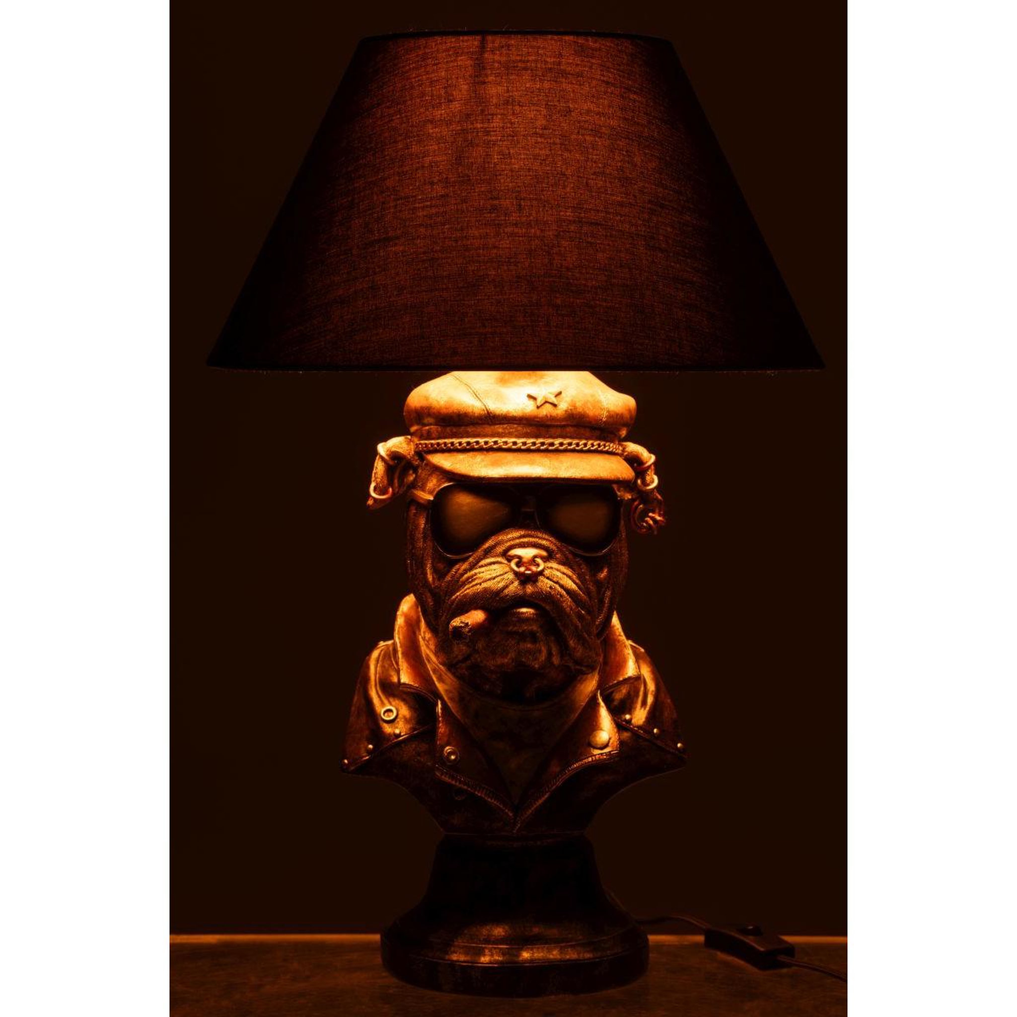 Voir la diapositive 3 : J-LINE Lampe à poser bulldog  trendy  57cm marron