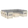 Voir la diapositive 2 : VIDAXL Salon de jardin palette 9 pcs avec coussins bois d'epicea