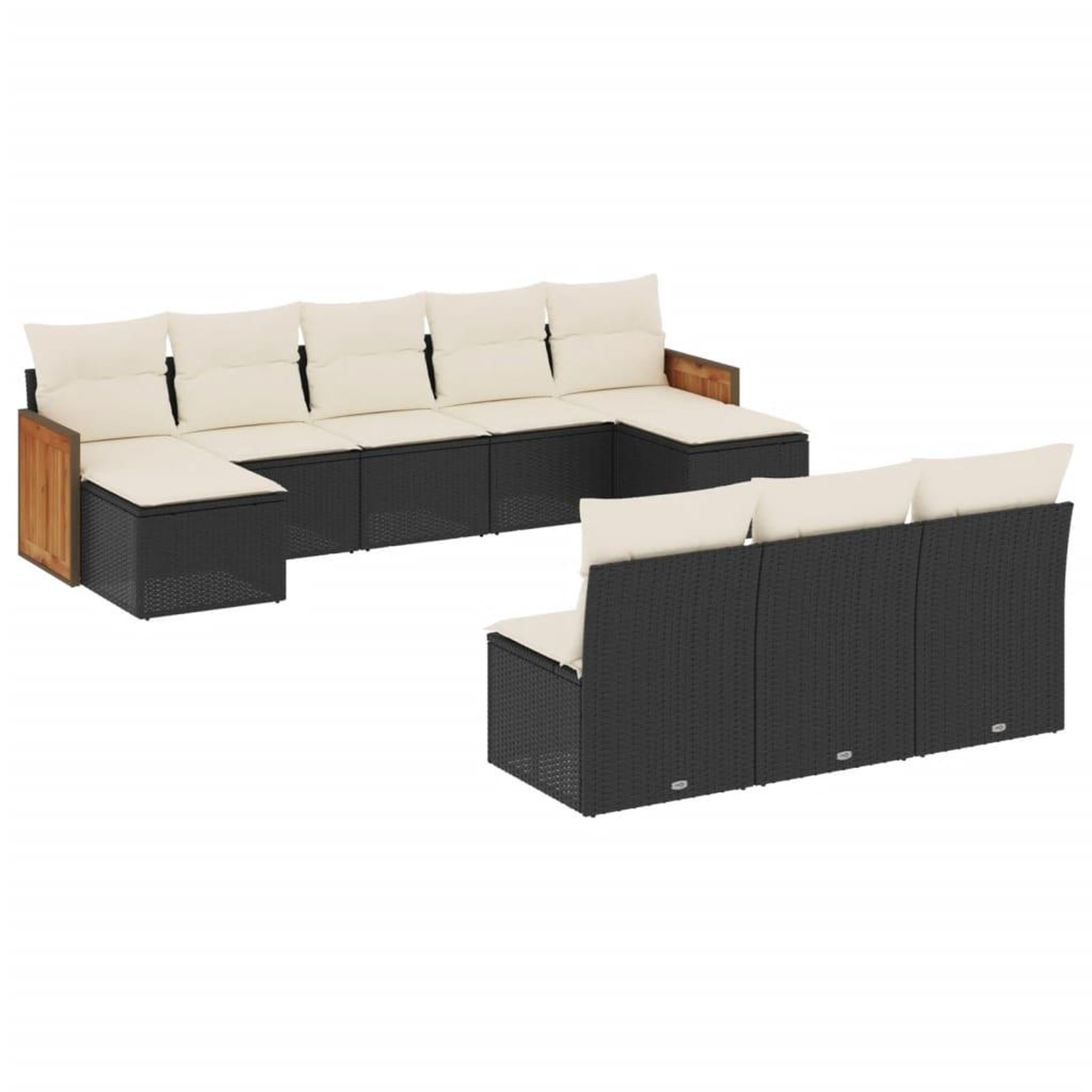 Voir la diapositive 2 : VIDAXL Salon de jardin 10 pcs avec coussins noir resine tressee