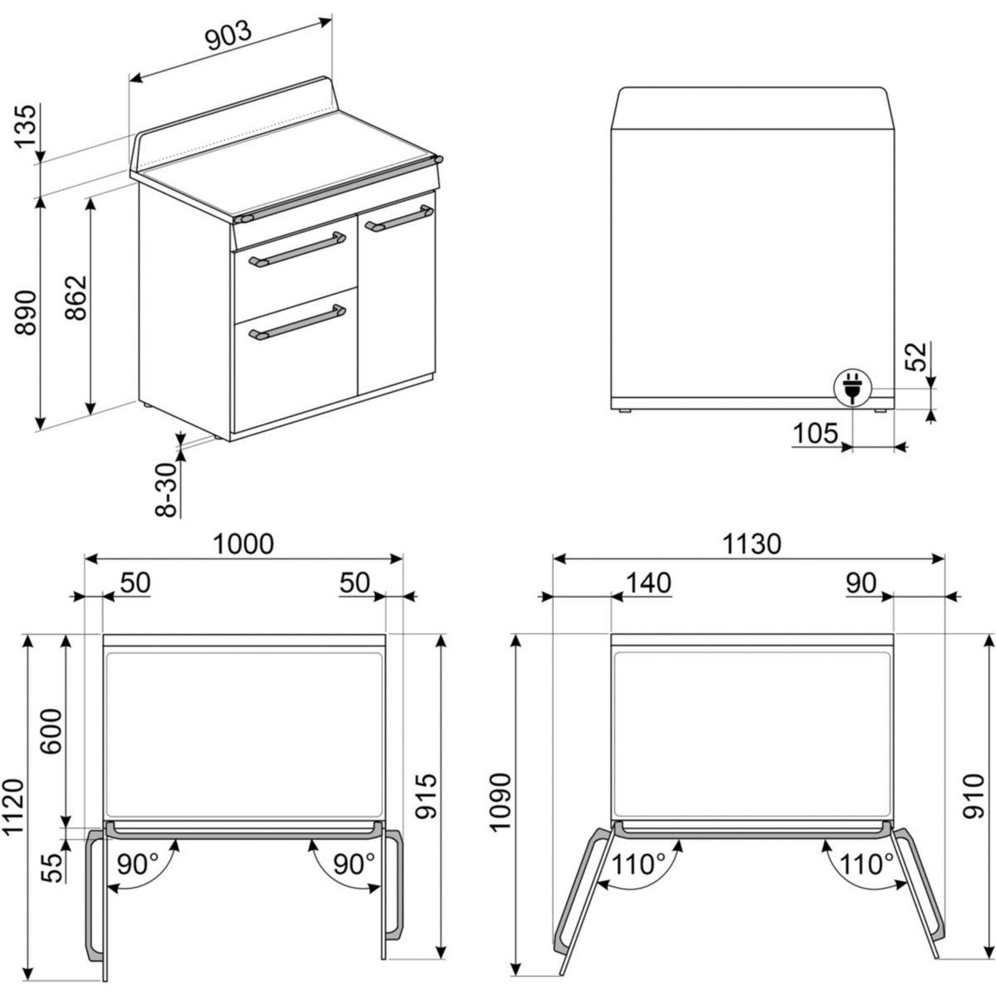 Voir la diapositive 5 : SMEG Piano de cuisson induction TR93IP2