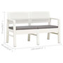Voir la diapositive 6 : VIDAXL Banc de jardin a 2 places et coussins 120 cm Plastique Blanc