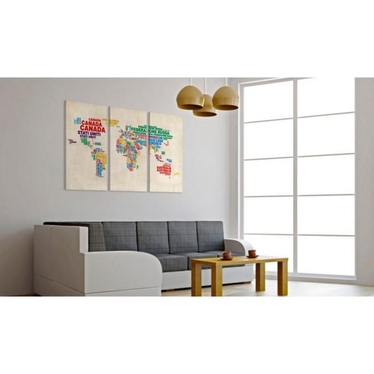 Paris Prix Tableau 3 Panneaux  Carte Italienne Aux Couleurs Vives