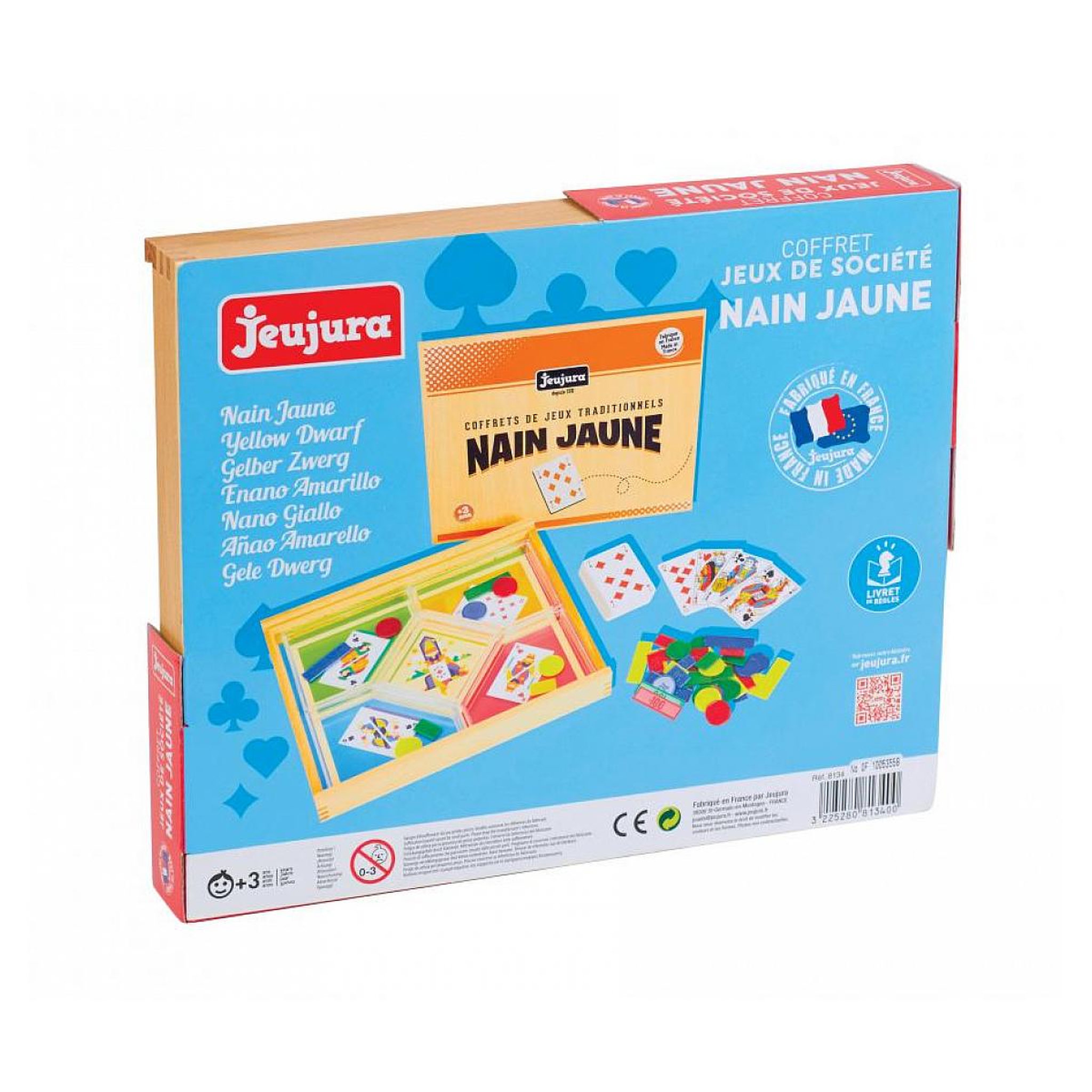 Voir la diapositive 2 : JeuJura Jeu du nain jaune – coffret en bois – jeujura