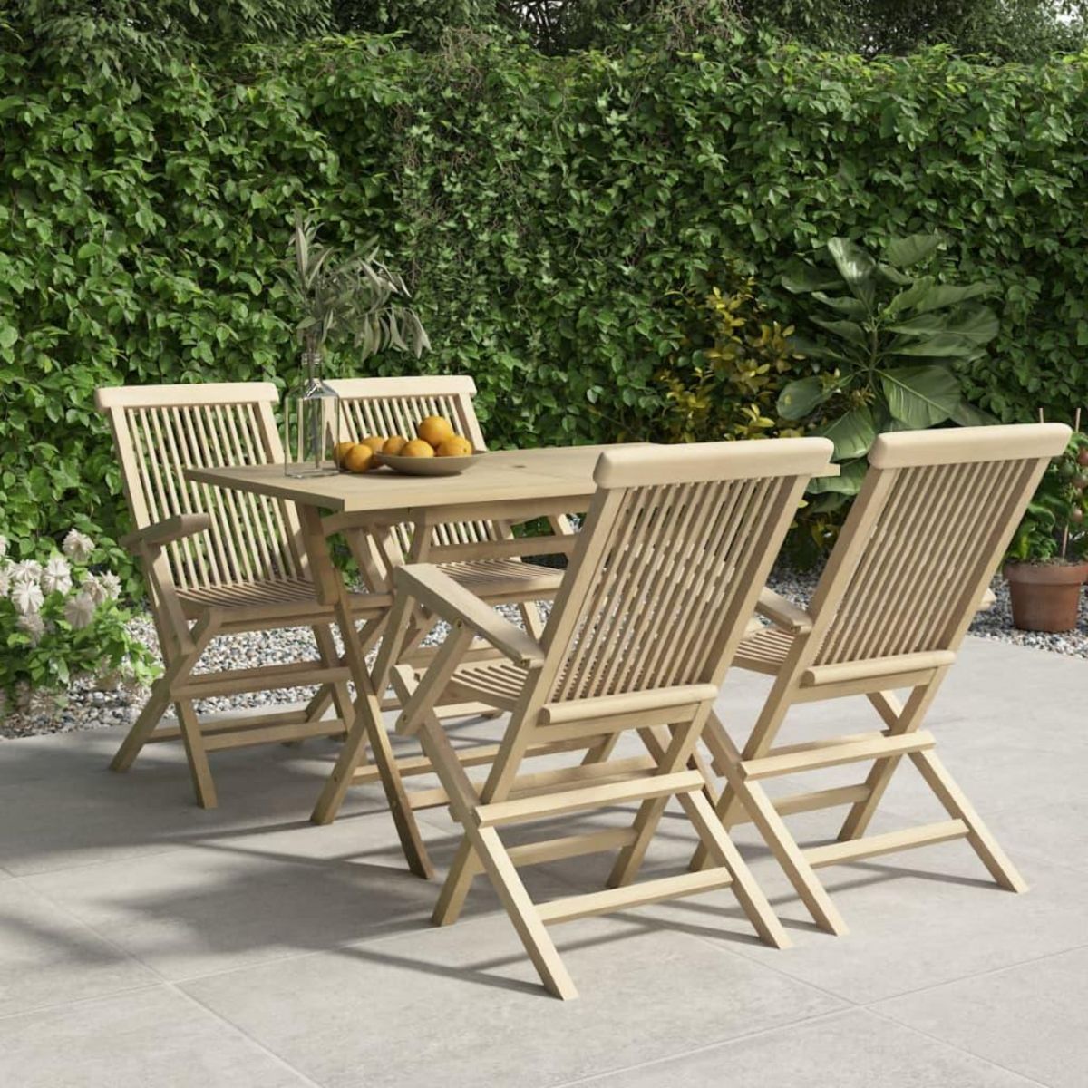 VIDAXL Salon de jardin 5 pcs gris bois de teck massif