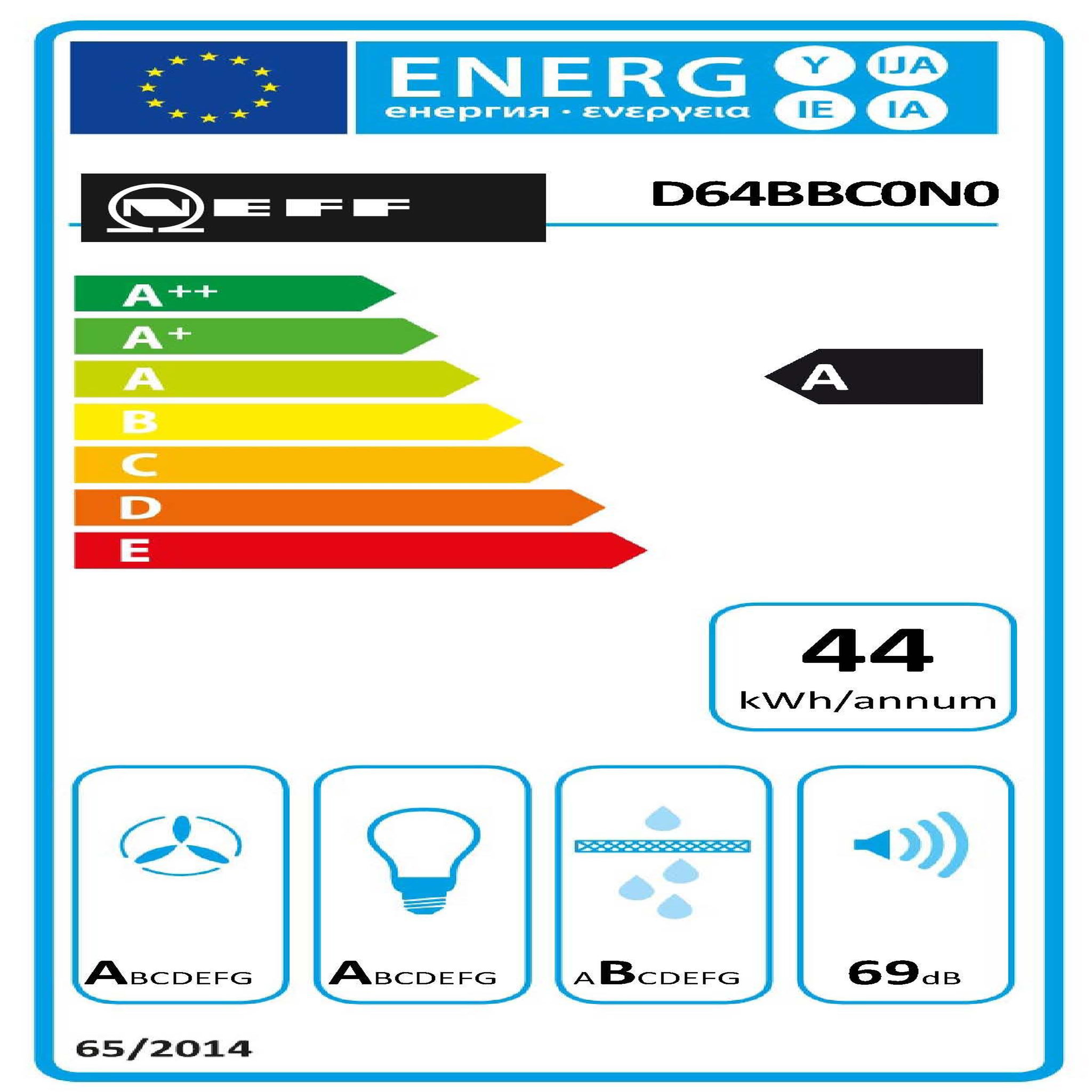 Voir la diapositive 2 : Neff Hotte décorative murale 60cm 590m3/h inox - D64BBC0N0
